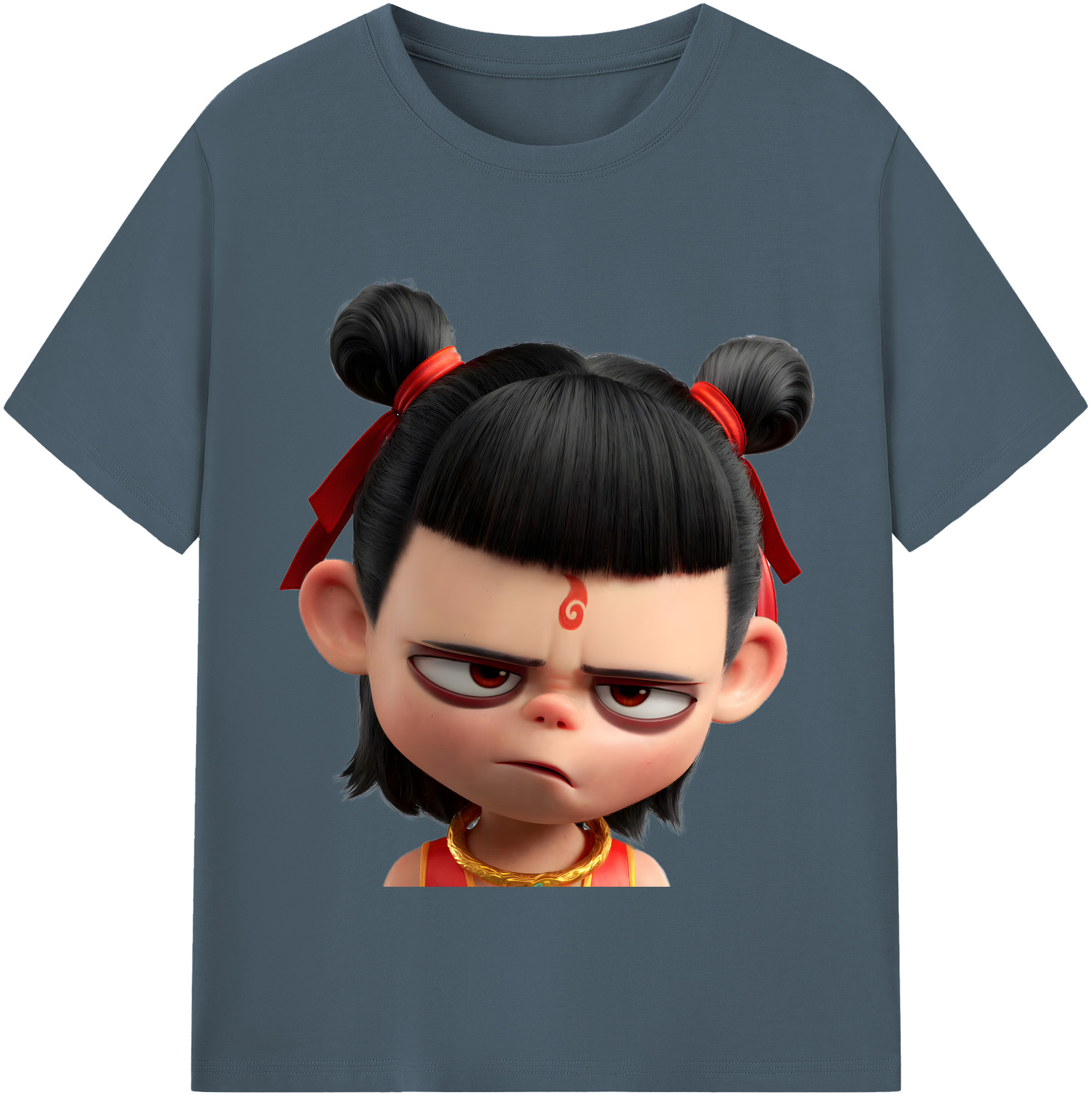 （画像用） Ne Zha 2 ナタ 魔童の大暴れ 綿100％半袖Tシャツ（フロントプリント）
